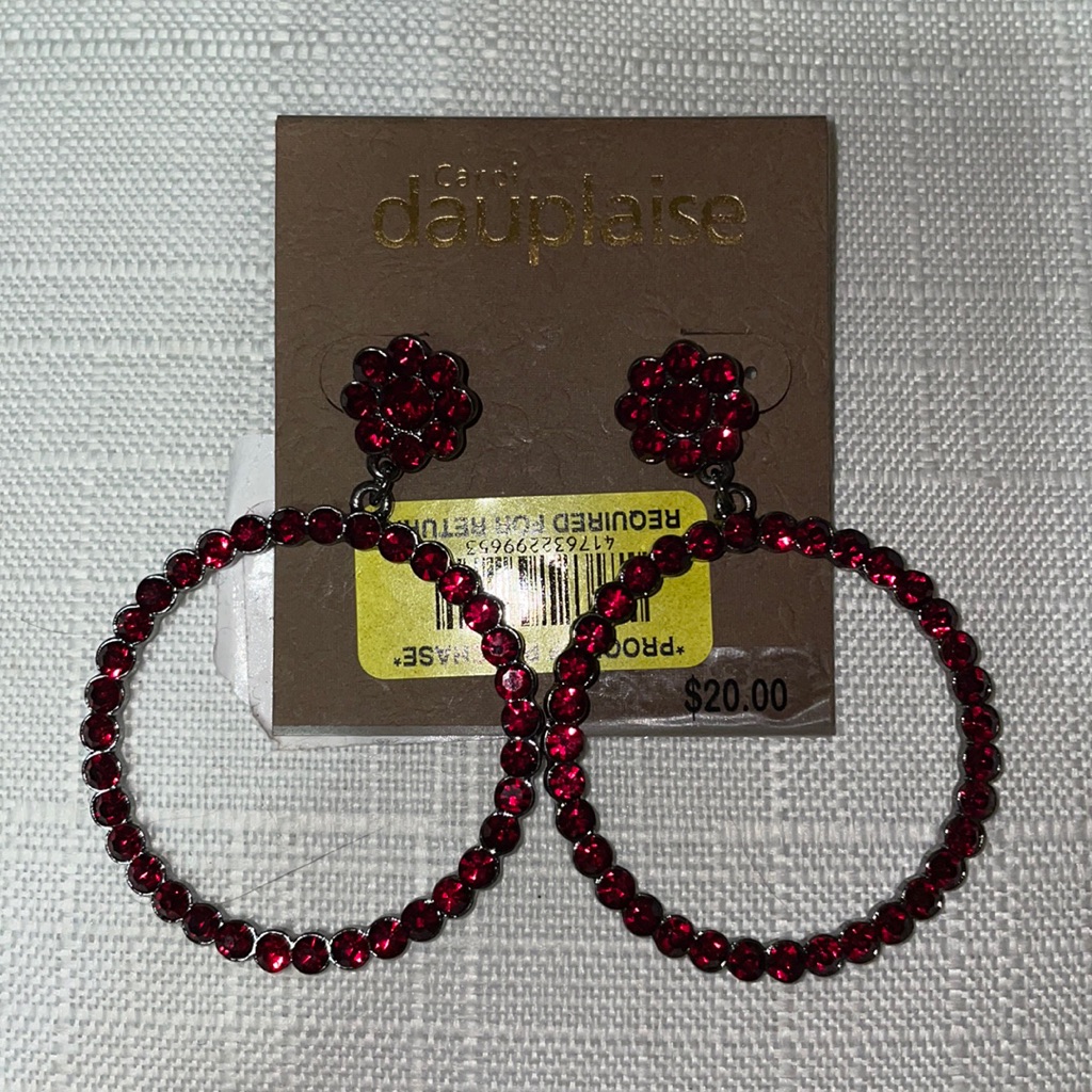 Ruby Red Hoop Earrings